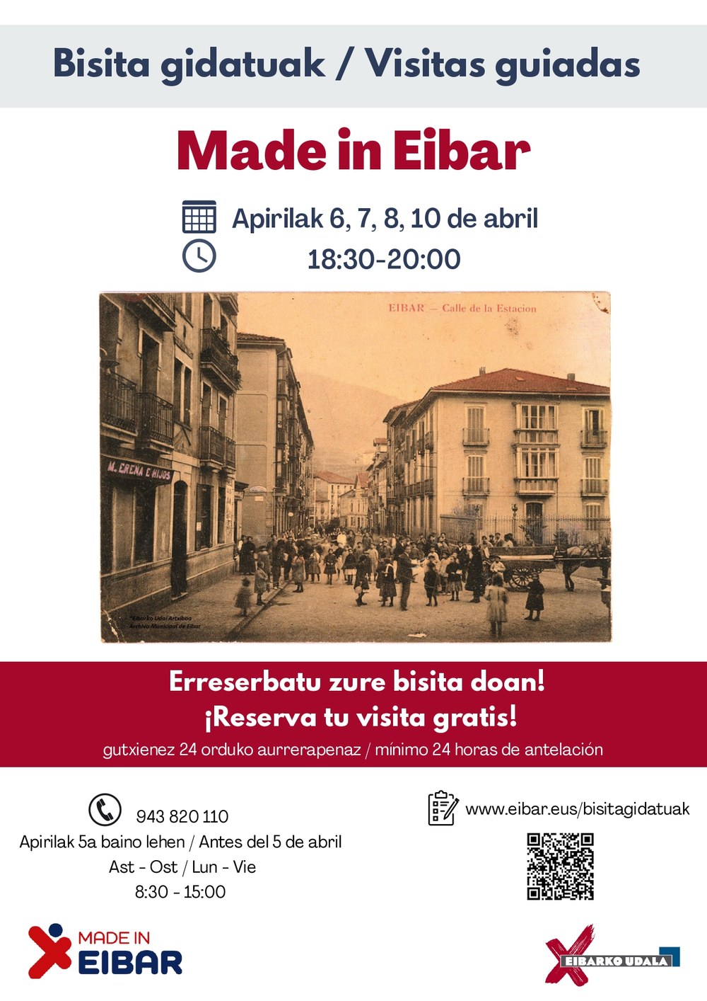 Aste Santuan, aurten ere, bisita gidatuak jarriko ditu martxan Udalak, herriaren historia eta erakarpen turistikoa balioan jartzeko Aste Santuko bisita gidatuen kartela.