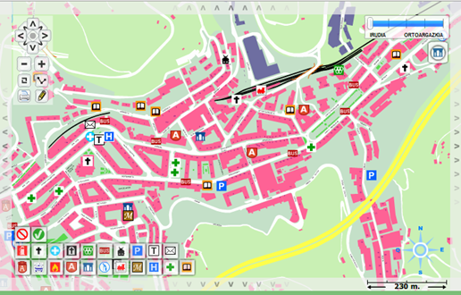 Eibarko kaleetako planoa Pegoran eskuragai