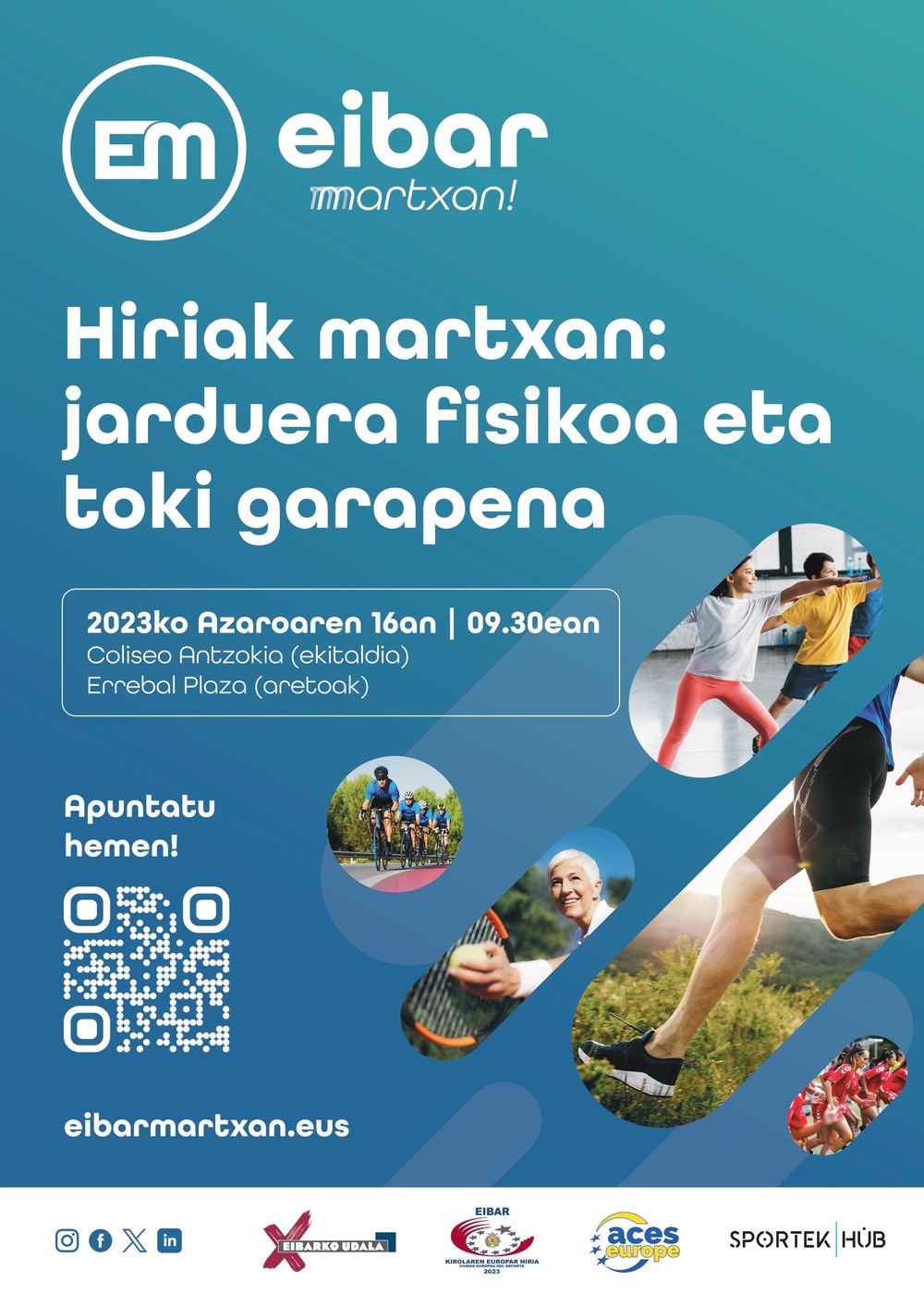 Eibarko Udalak agur egingo dio Europako Kirol Hiriaren urteari kirolak hirietan duen paperari eta inpaktuari buruzko hainbat jarduera antolatuz Kartela.