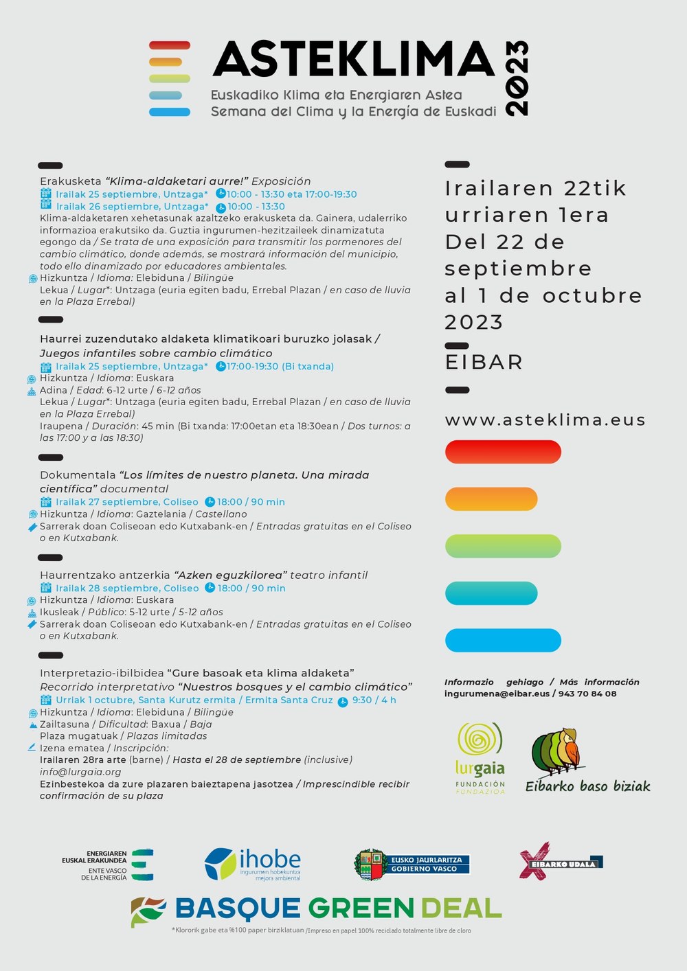 Eibarrek bat egingo du beste behin Euskadiko Klima eta Energiaren Asteklimarekin Asteklima 2023ko kartela.