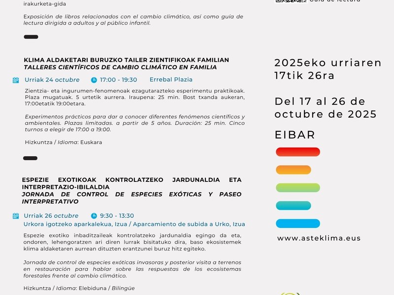 Eibarrek, beste behin ere, bat egingo du  Euskadiko Klima eta Energiaren Asteklimarekin