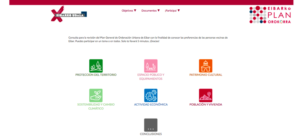 Eibartarrek beren ekarpenak egin diezazkiokete Hirigintza Antolamenduaren Plan Orokorraren berrikuspen prozesuari HAPOren (Hiri Antolamendurako Plan Orokorra) webgune berriaren 'Parte hartu' atalaren irudia.