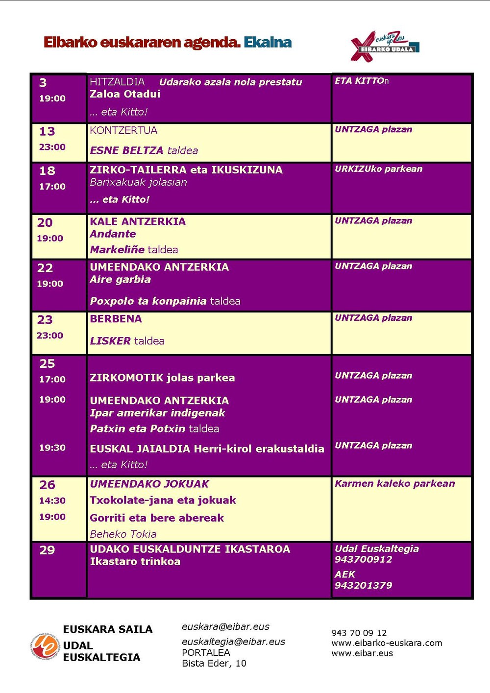 Ekaina. Euskararen Agenda