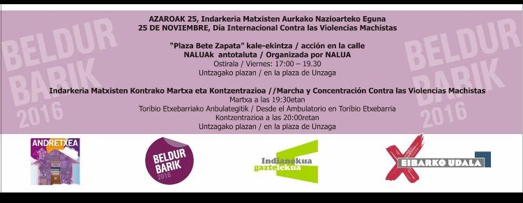 Emakumeenganako indarkeriaren kontrako Nazioarteko Egunarekin bat egin du Eibarrek