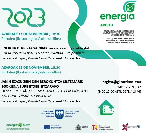 Etxebizitzetan energia berriztagarriak instalatzeko eta zure etxebizitzarako berokuntza-sistemarik egokiena zein den jakiteko tailer praktikoak Kartela.