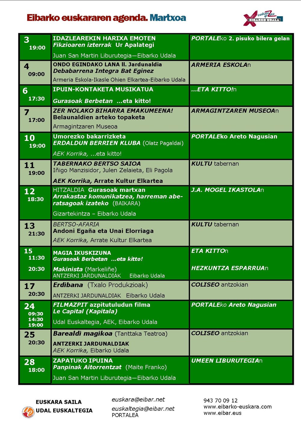 Euskararen agenda. Martxoa