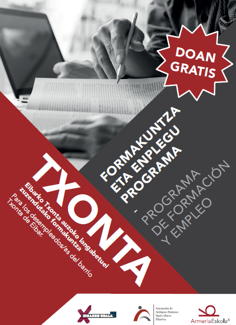 Txontako bizilagunentzako enplegu eta formazio planean parte hartu dutenen erdiek lana lortu dute 'Txonta Berritzen' programaren kartela.