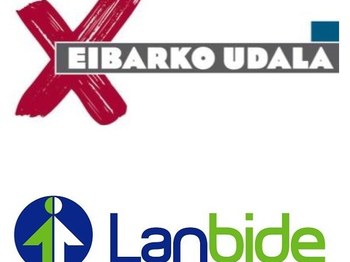 Eibarko Udalaren eta Lanbideren logotipoak.
