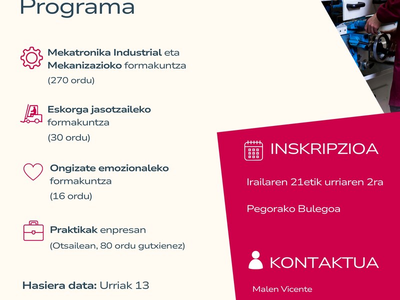 Udalak, Armeria Eskola Elkartearekin batera, enplegua bultzatzeko programa berri bat jarri du abian