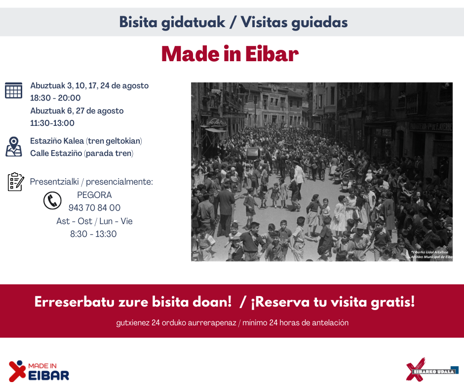 Udalak bisita gidatuen beste edizio bat antolatu du Abuztuko bisita gidatuen kartela.