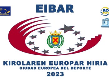 'Eibar Kirolaren Europar Hiria 2023' logotipoa.