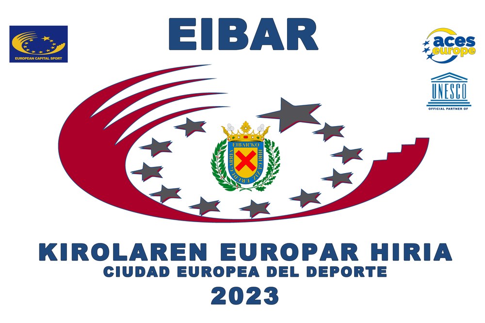 Udalak hasiera emango die 'Eibar Kirolaren Europar Hiria 2023' izendapena dela-eta antolatu dituen jarduerei, herriko kirol-eragileei aitortza egiteko ekitaldi batekin 'Eibar Kirolaren Europar Hiria 2023' logotipoa.