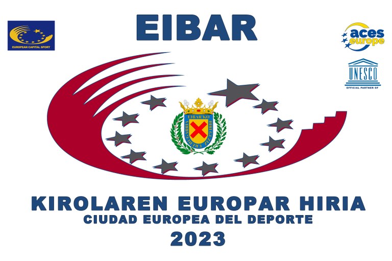 'Eibar Kirolaren Europar Hiria 2023' logotipoa.