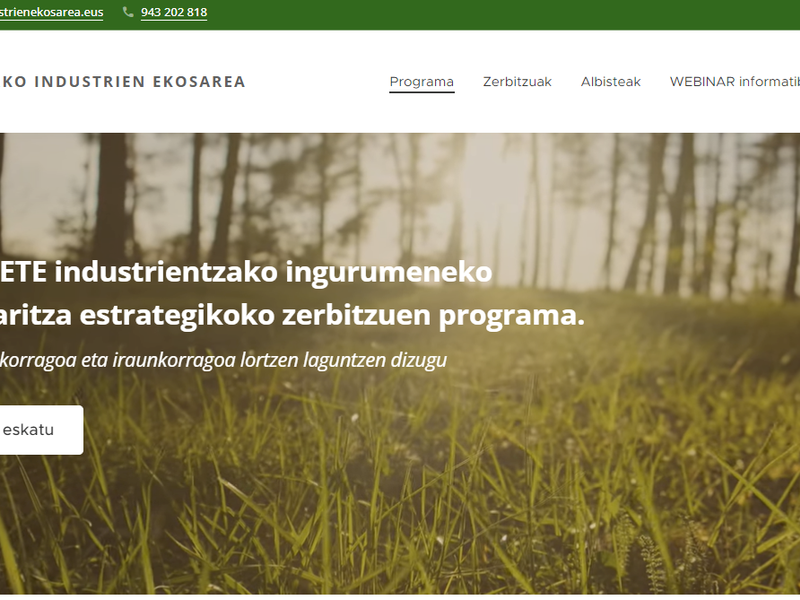 Eibarko Industrien Ekosarea web orriaren orrialde nagusiko irudia (www.eibarkoindustrienekosarea.eus).