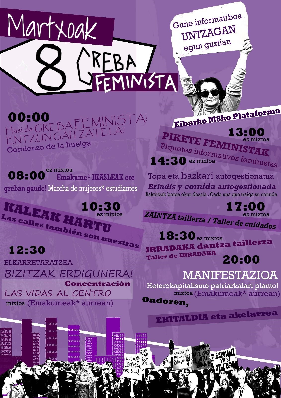 Eibarko Martxoaren 8ko Plataforma Feministak antolatutako Greba Feminista 