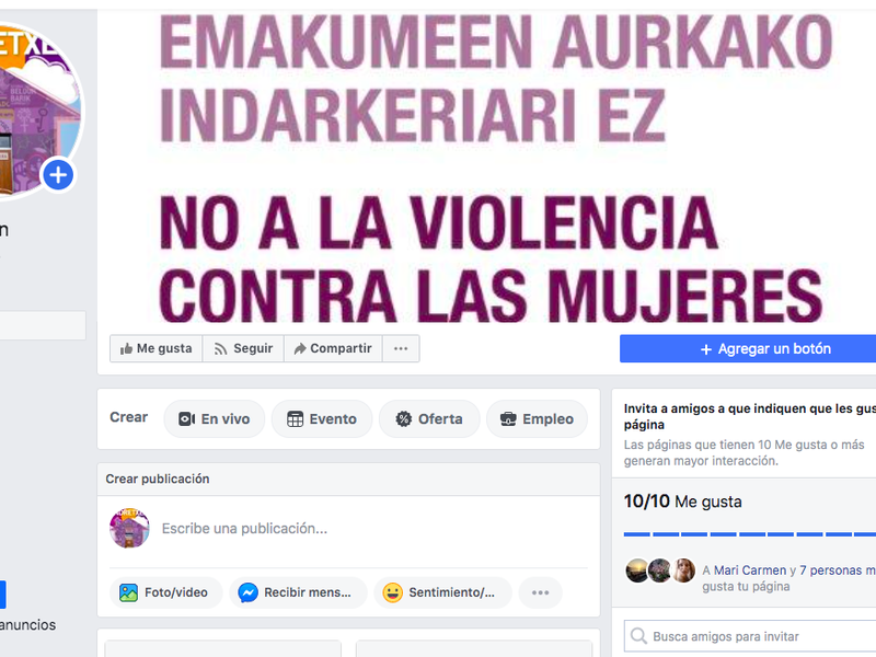 "Berdintasun Zerbitzua - Andretxea" Facebookeko orrialde ofizial berriaren irudia.