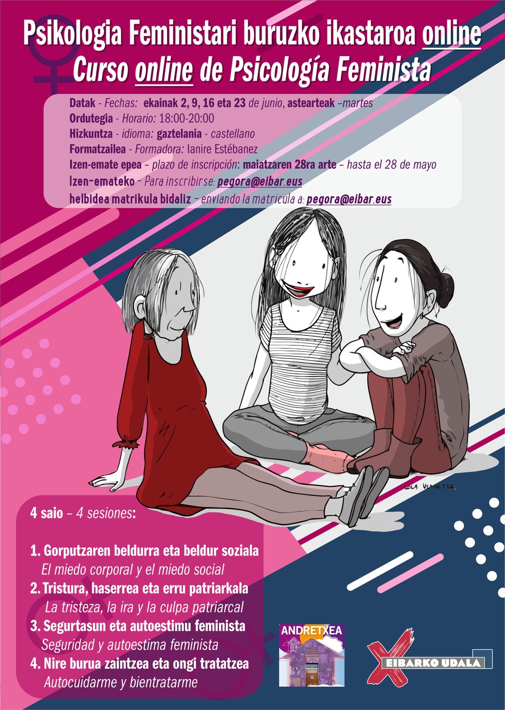 Jabetze Eskolako ikastaro online berrietan izen-emateko epea zabalik Psikologia feminista