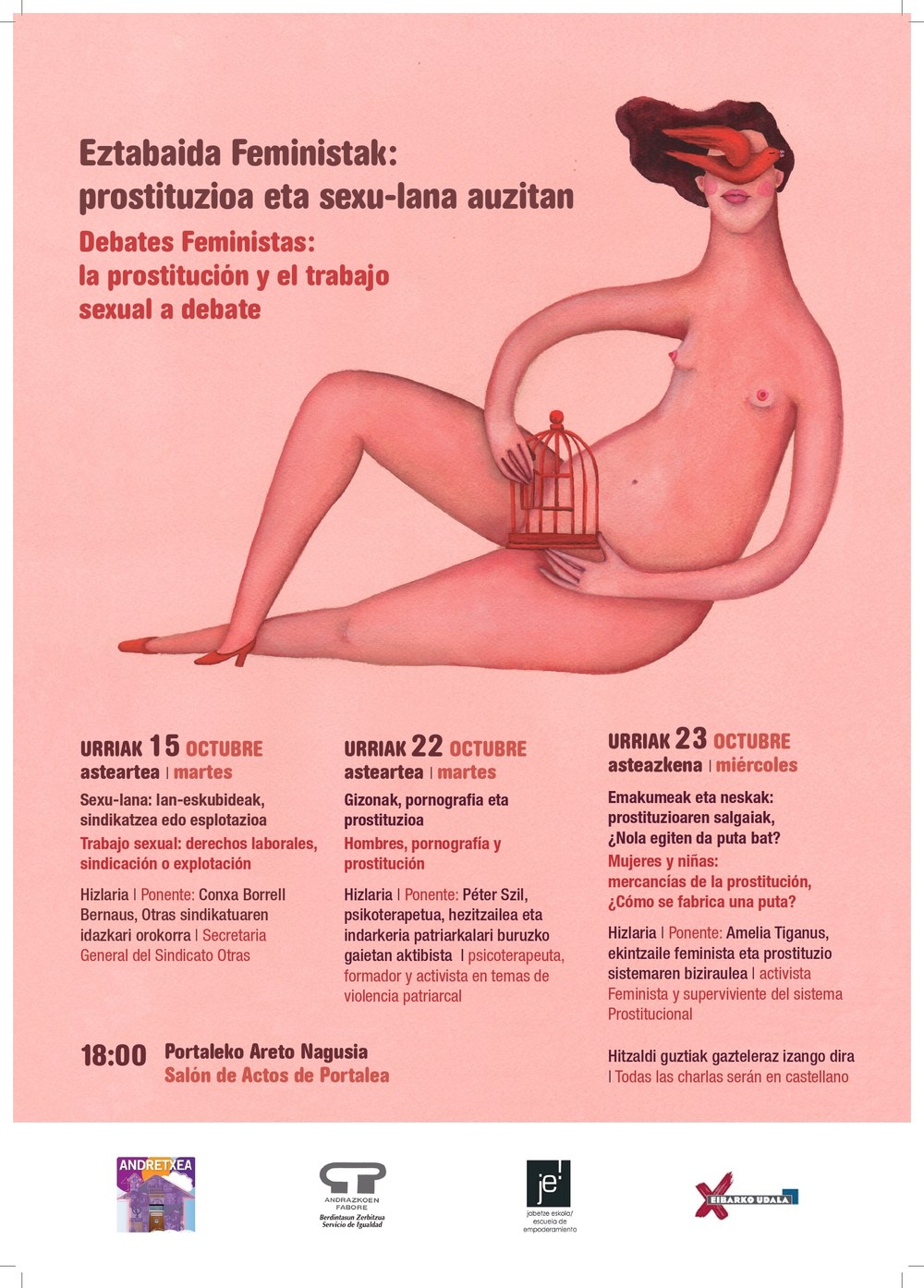 Gipuzkoako Jabetze Eskolen Sareak prostituzioa eta sexu-lanaren gaineko hainbat hitzaldi antolatu ditu urrirako