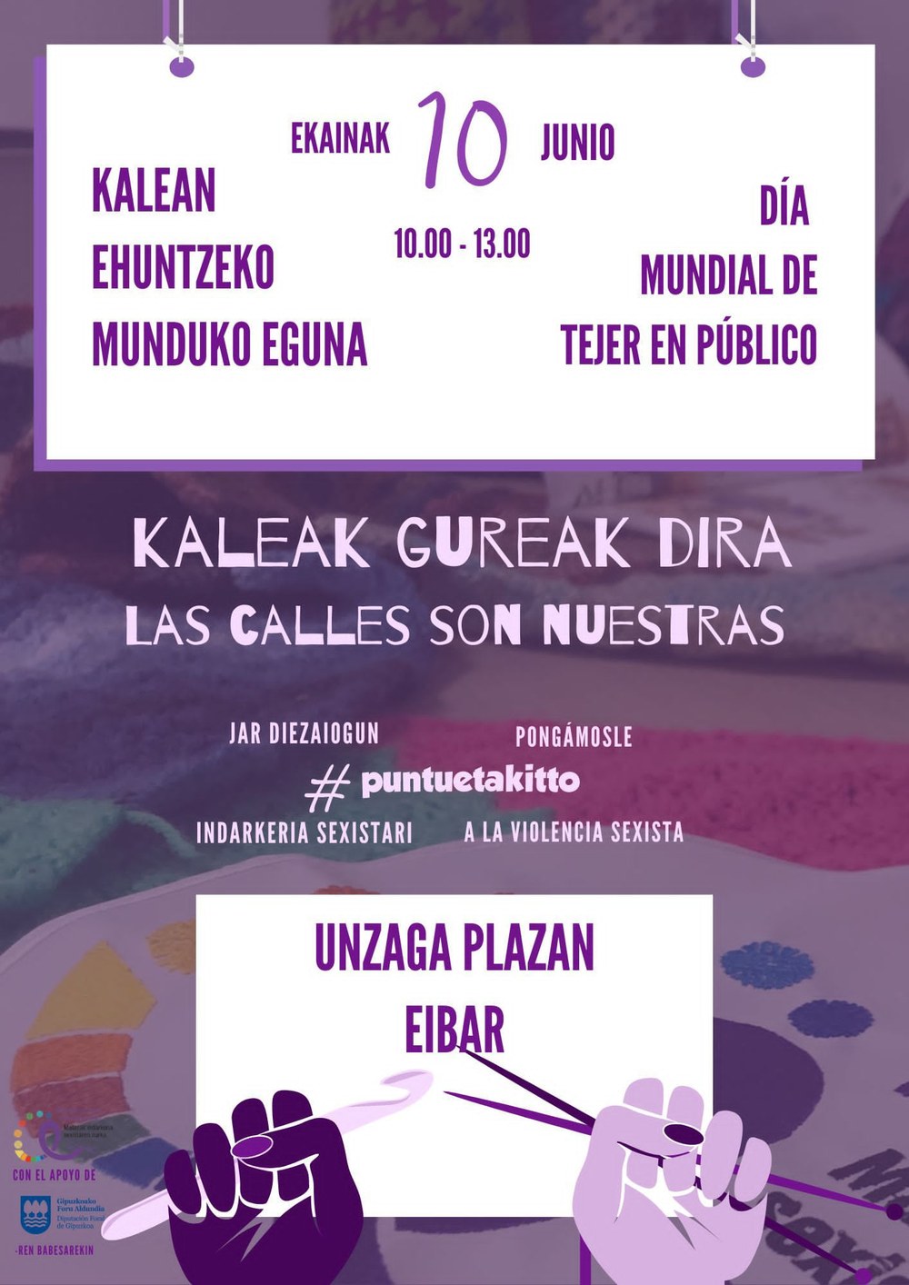 Kalean Ehuntzeko Munduko Eguna ospatuko da Eibarren ekainaren 10ean Kalean Ehuntzeko Munduko Eguna