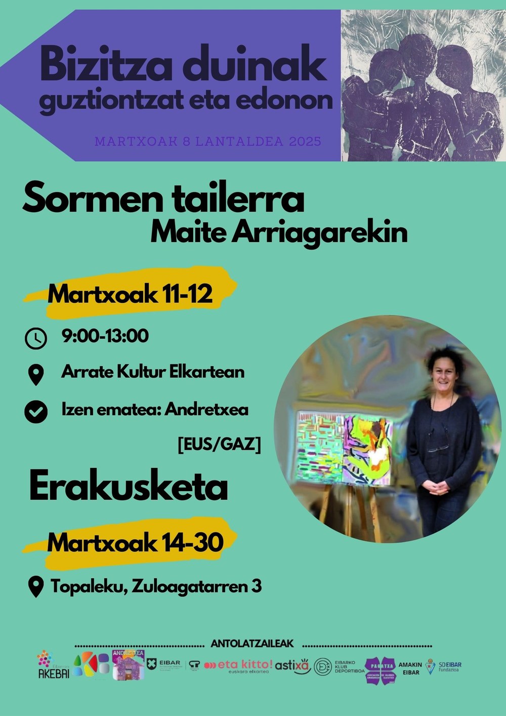 Maite Arriaga Arizabalaga eibartarraren sormen ikastaroan izena ematea Andretxean