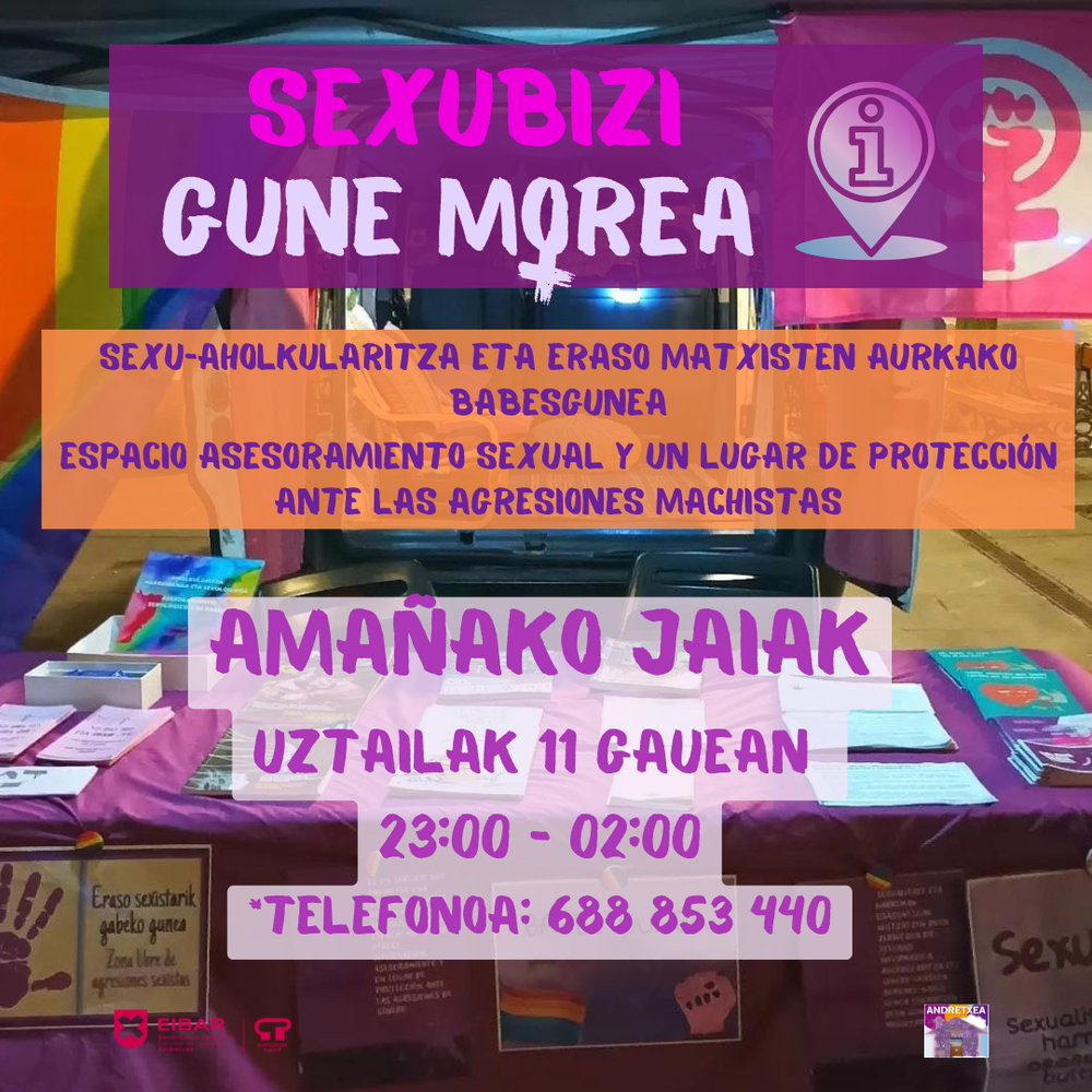 SexuBizi-Gune Morea Amañako jaietan eskuragarri izango da SexuBizi-Gune Morea Amañako jaietan eskuragarri izango da