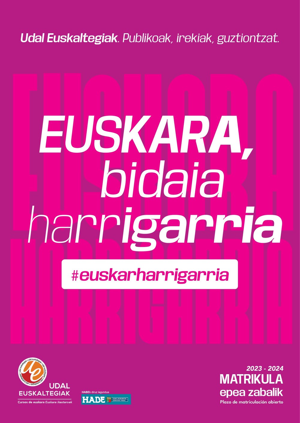23-24 ikasturterako matrikula zabalik Euskaltegian 23-24 ikasturteko irudia