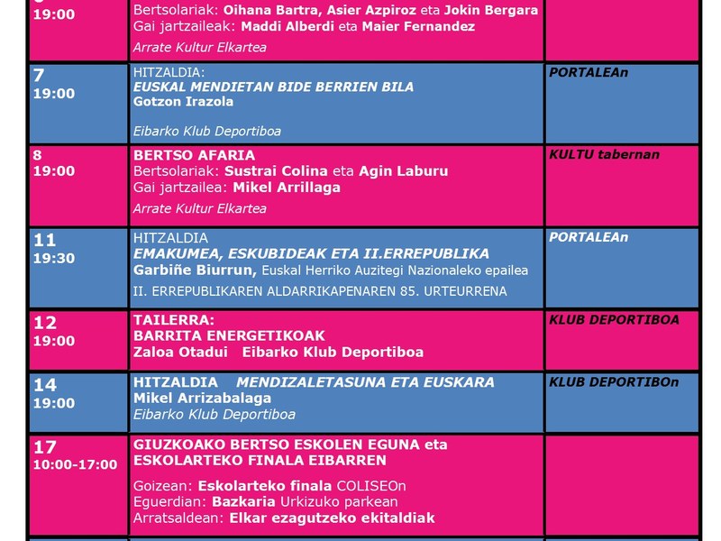 Apirileko euskararen agenda argitaratu da