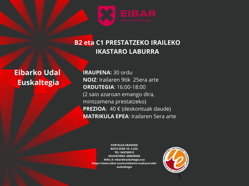 B2 eta C1 mailak prestatzeko ikastaro trinkoa