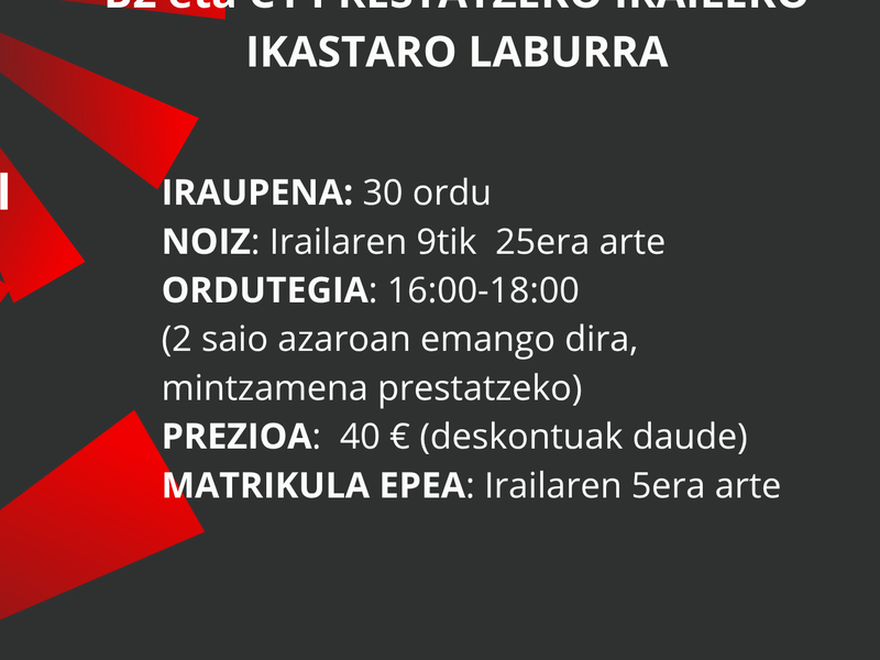 B2 eta C1 mailak prestatzeko ikastaro trinkoa