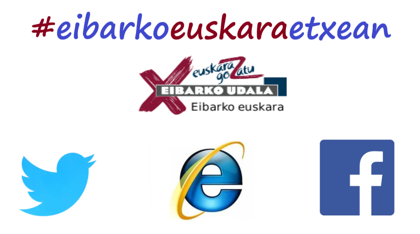 Eibarko Euskara etxean eta etxetik lanean Interneteko logoak