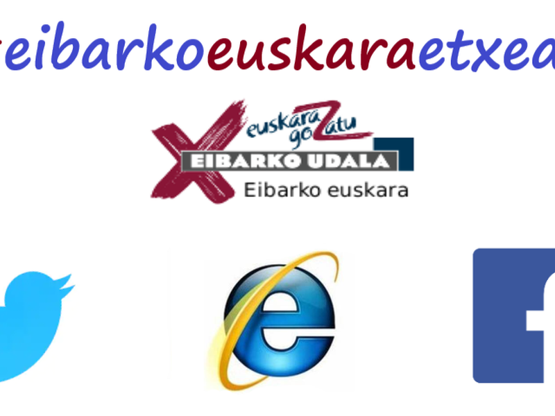 Eibarko Euskara etxean eta etxetik lanean Interneteko logoak