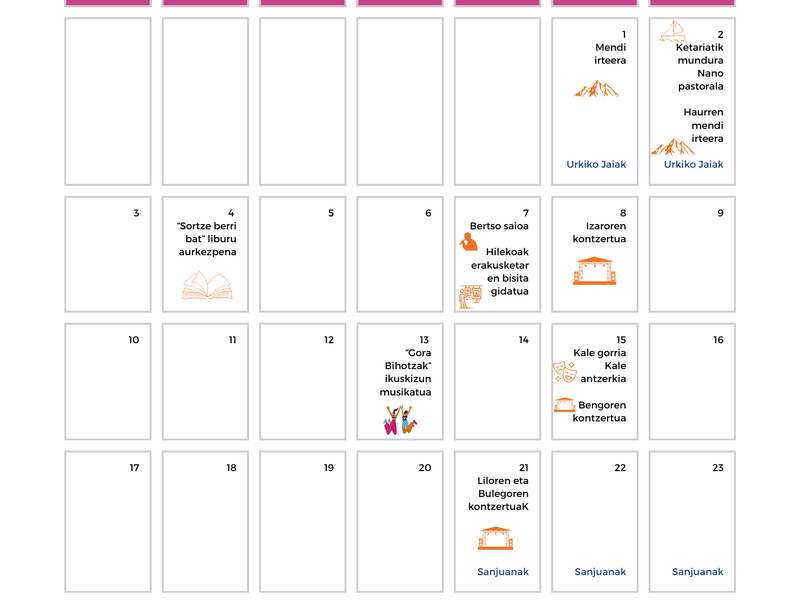 Eibarko euskararen agenda: ekaina Euskararen agenda ekaina