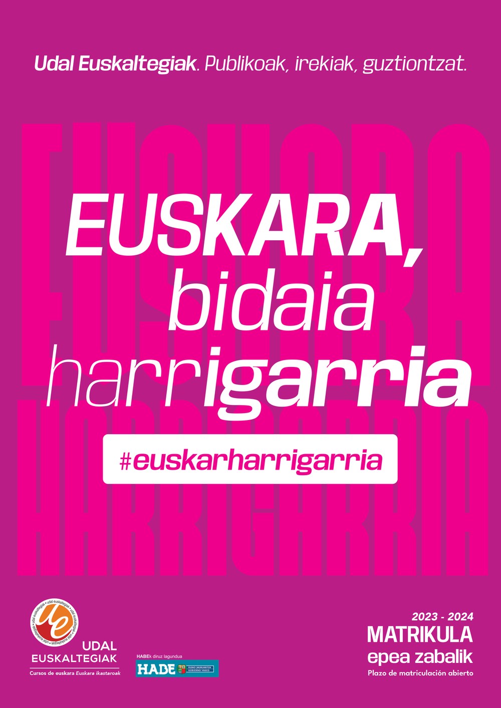 Eibarko Udal Euskaltegian matrikula zabalik Abenduaren 4tik 21era bitarteko epea matrikulatzeko