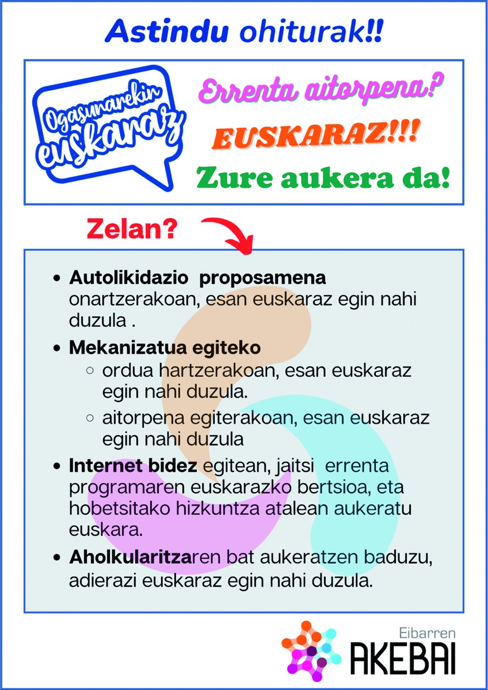 Errenta aitorpena euskaraz, zure aukera da! Kartela