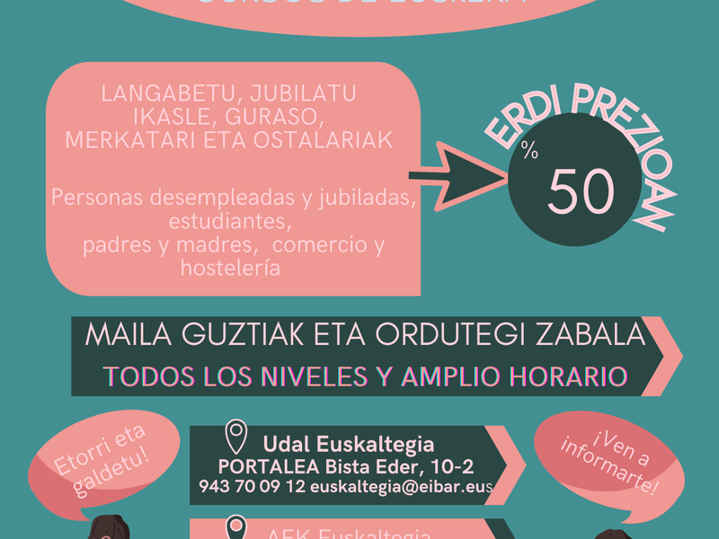 Euskara ikasteko deskontu bereziak Kanpainaren kartela