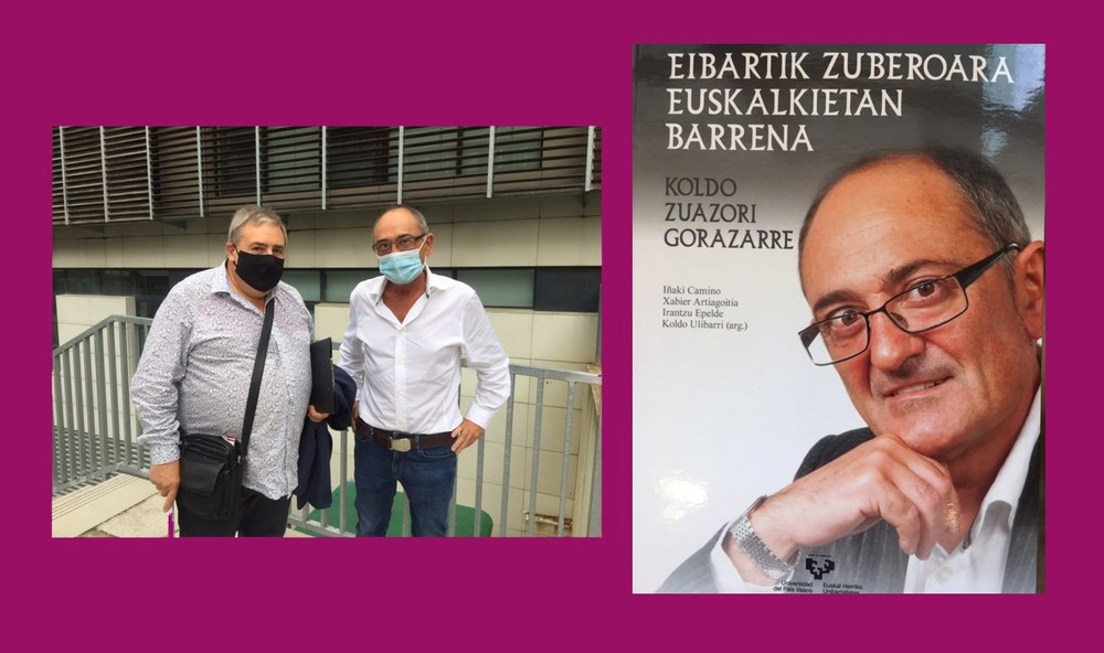 Koldo Zuazo eibartarrari omenaldia Gasteizen Koldo Zuazo, omendua; Patxi Lejardi , zinegotzia eta liburuaren azala
