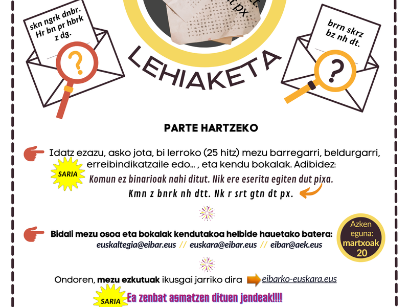 Mezu ezkutuak lehiaketa Lehiaketaren kartela