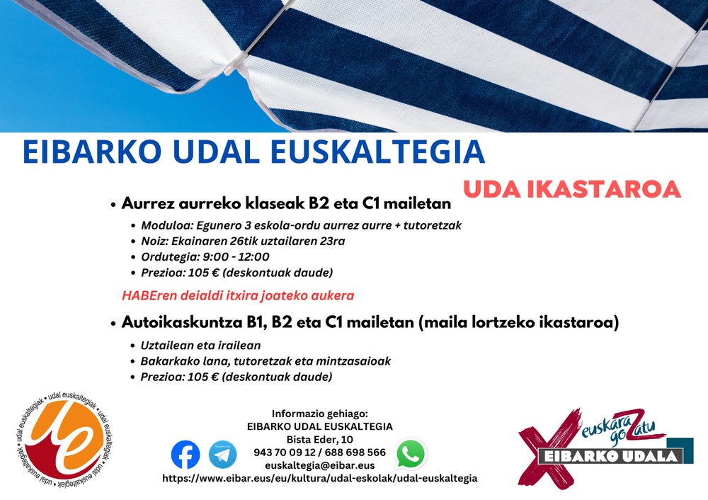 Uda Ikastarorako matrikula zabalik ekainaren 1etik 20ra arte
