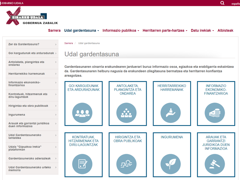 Eibarko Udalak % 90 baino gehiago betetzen ditu gardentasun legeek ezarritako betebeharrak