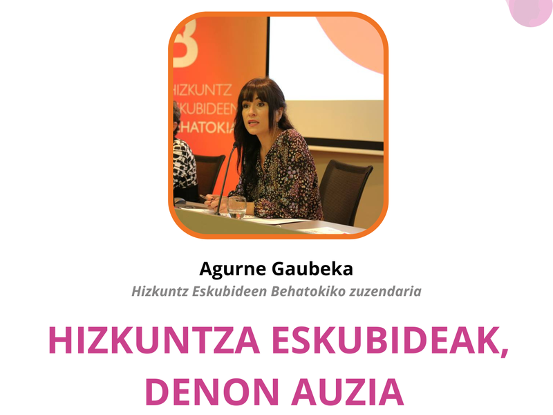 Hitzaldia: "Hizkuntza eskubideak, denon auzia" Hizkuntza eskubideen hitzaldiko kartela