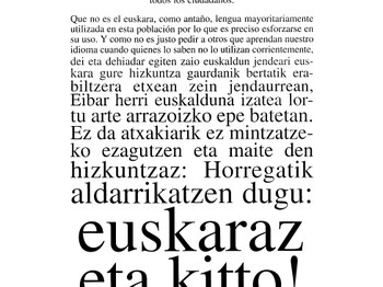 Euskaraz eta kitto! (Eibarko Udalaren Bandoa, 1982).