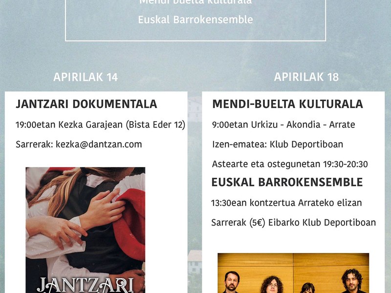 Apirilaren 14an abiatu da Udaberriko Euskal Jaiaren programa Eibarren