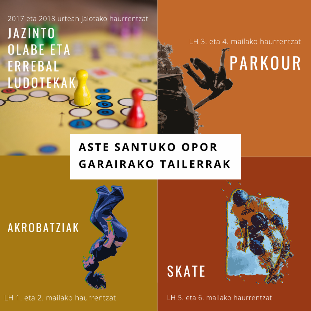 Aste Santu opor garaiko tailerrak 2023. Zozketen emaitzak Aste Santuko tailerrak 2023