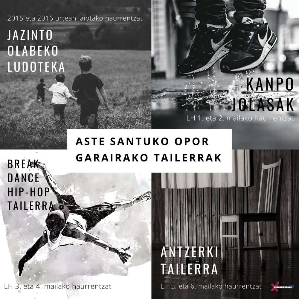 Aste Santu opor garaiko tailerren zozketen emaitzak Aste Santuko tailerrak zozketa