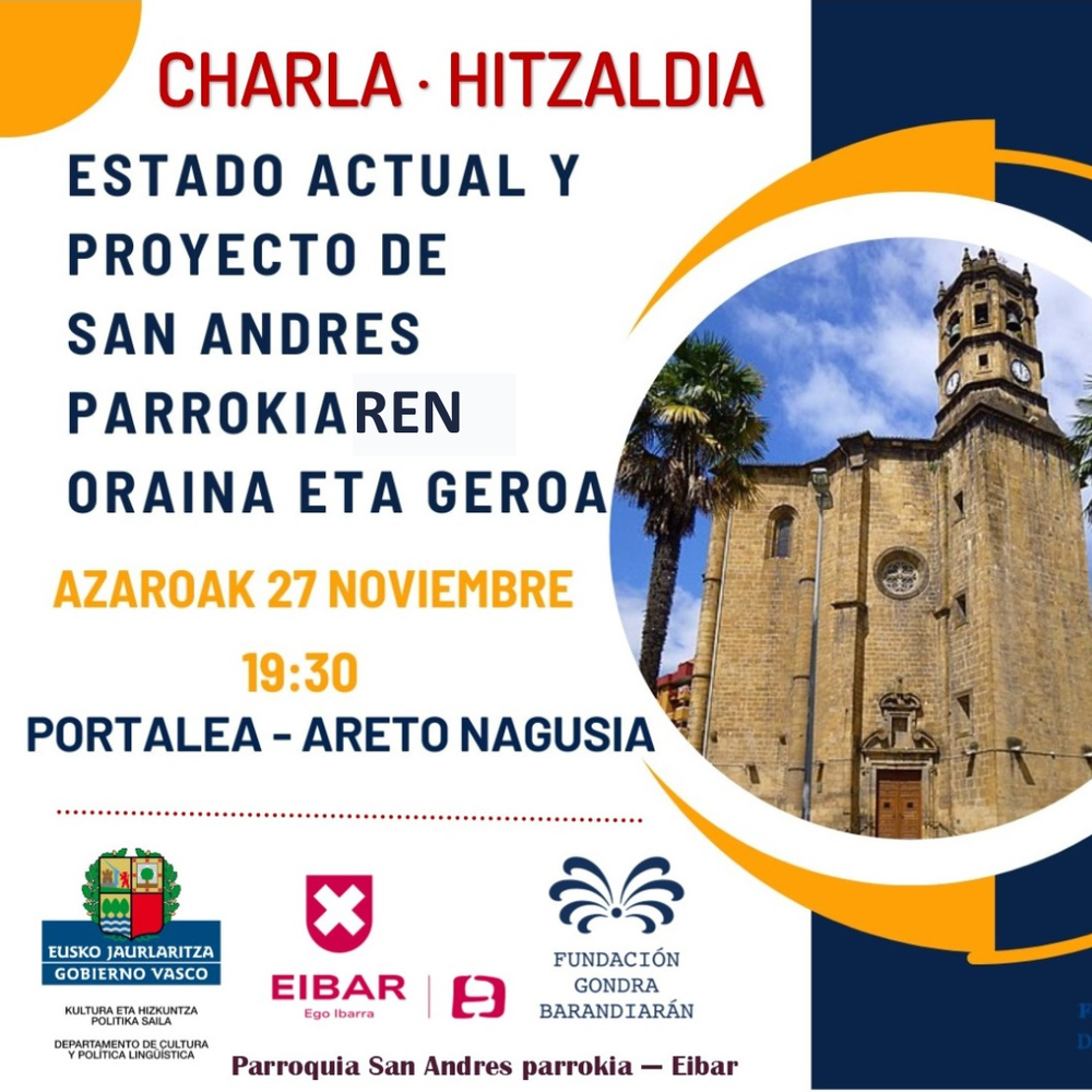 Asteazken honetan, 19:30ean, San Andres Parrokiaren egoeraren inguruko hitzaldi bat egingo da Portaleko areto nagusian Asteazken honetan, 19:30ean, San Andres Parrokiaren egoeraren inguruko hitzaldi bat egingo da Portaleko areto nagusian