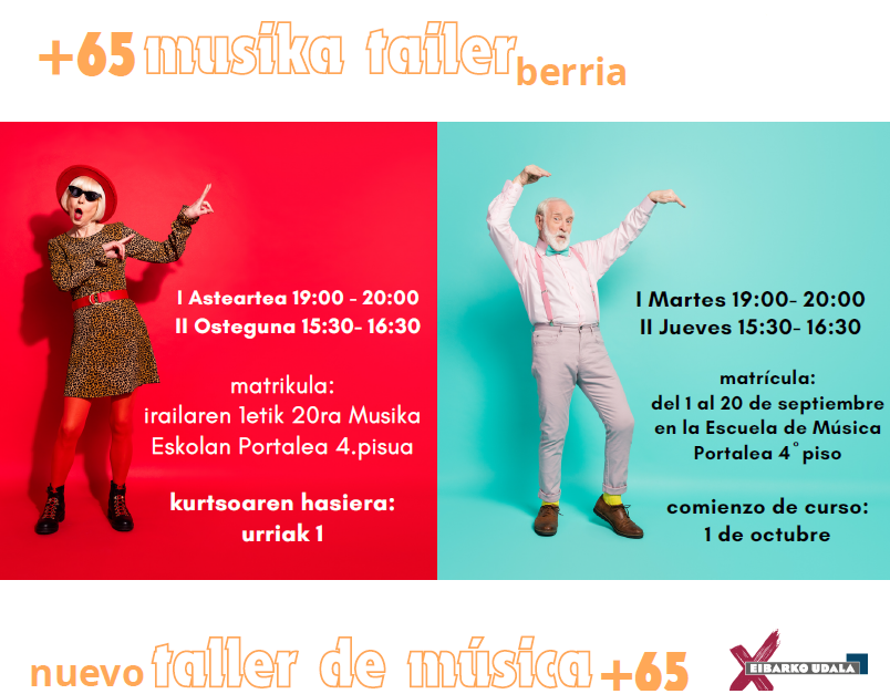 Eibarko Udalak musika-ikastaroak jarriko ditu martxan 65 urtetik gorakoentzat Eibarko Udalak musika-ikastaroak jarriko ditu martxan 65 urtetik gorakoentzat.