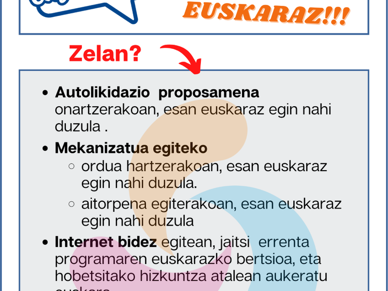 Errenta aitorpena euskaraz egiteko gomendioak