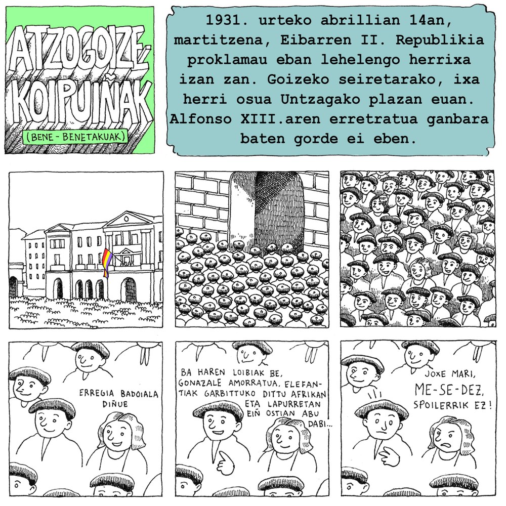 Errepublika egunaren bezperan bertan hasi ziren Eibarko “zapatu inglesak”. 1931eko apirilaren 13an erabaki zen astea 44 lanordukoa izatea Eibarko tailerretan Republikia (Azpilikueta)