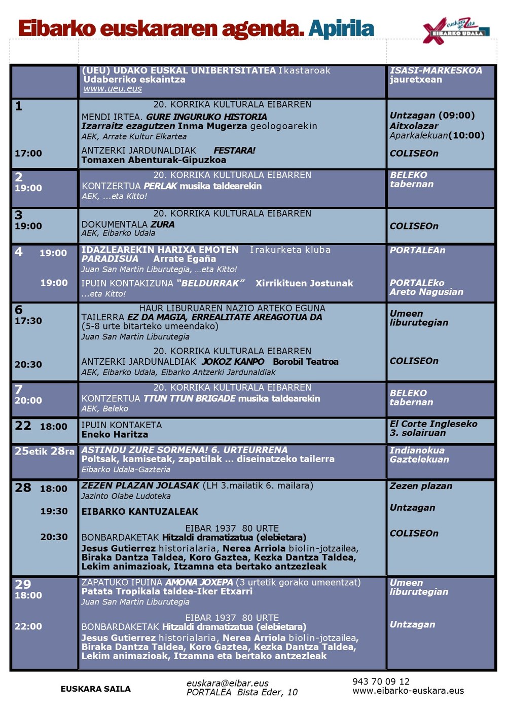 Euskararen agenda. Apirila