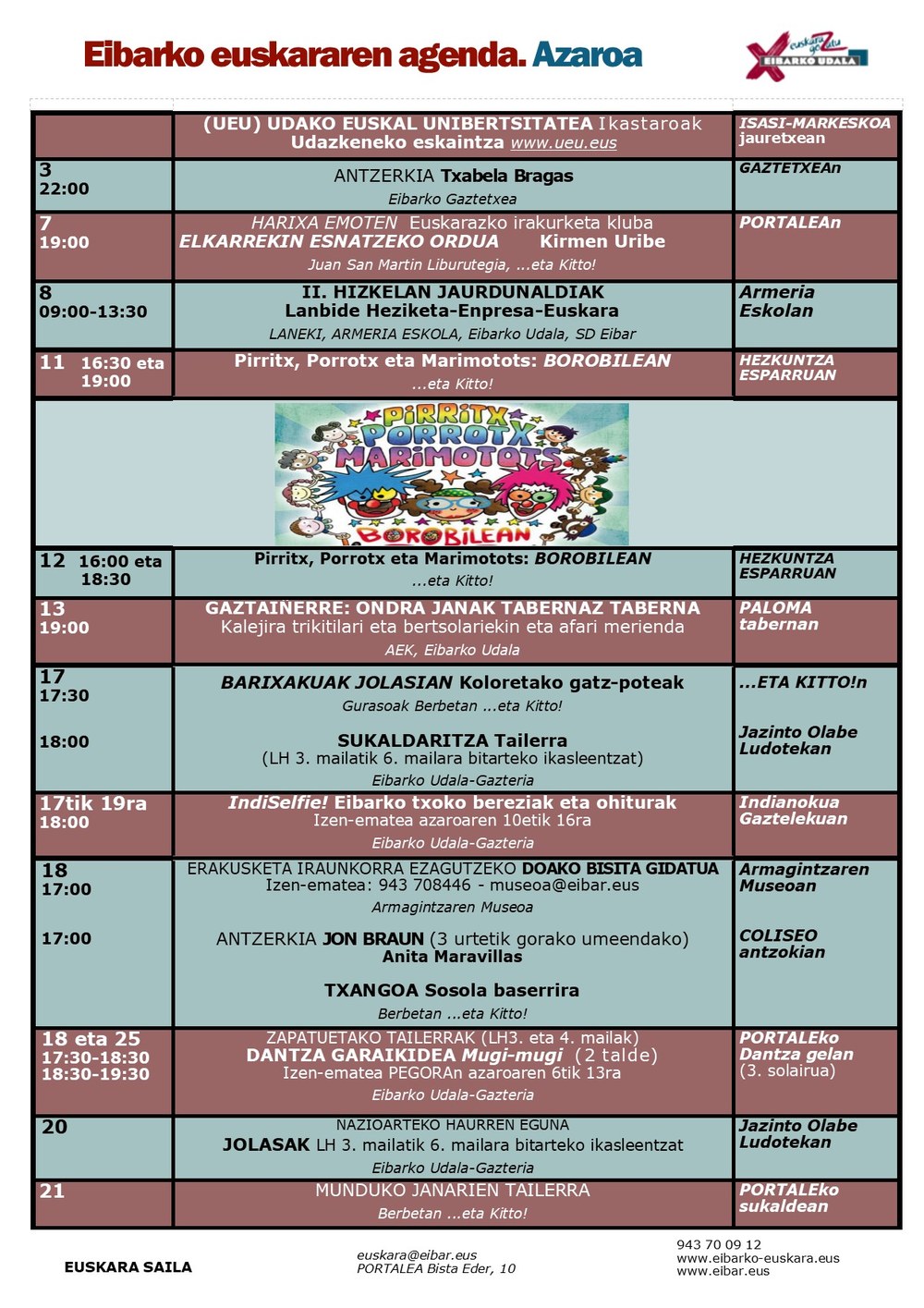 Euskararen agenda. Azaroa